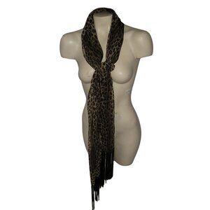 Leopard Print‎ Fringe Sheer Scarf Lightweight Stylish Accessory For Women Animal